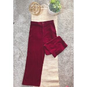Vintage JCPenney Fashions Burgundy Velvet Wide Leg Pants High Waisted Trousers